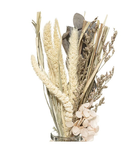 ATMOSPHERA - Composition de Fleurs Séchées Vase en Verre H 28 cm - large