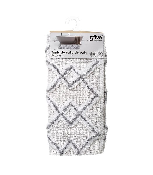 5 FIVE SIMPLY SMART - Tapis de salle de Bain en Coton déco Ethnique Gris 50 x 75 cm - large