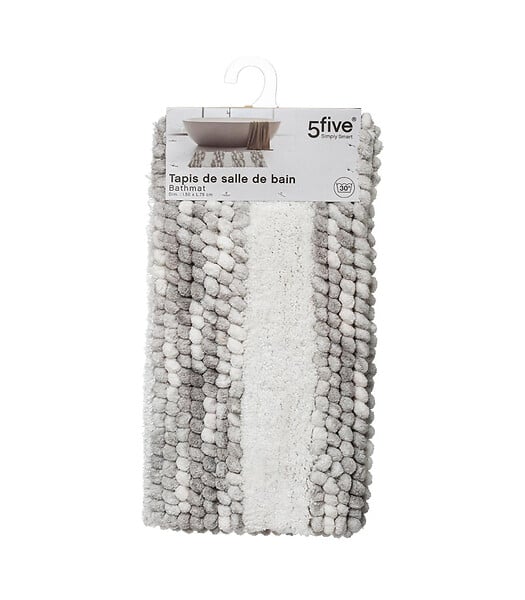 5 FIVE SIMPLY SMART - Tapis de salle de Bain épais rayé Gris 50 x 75 cm - large