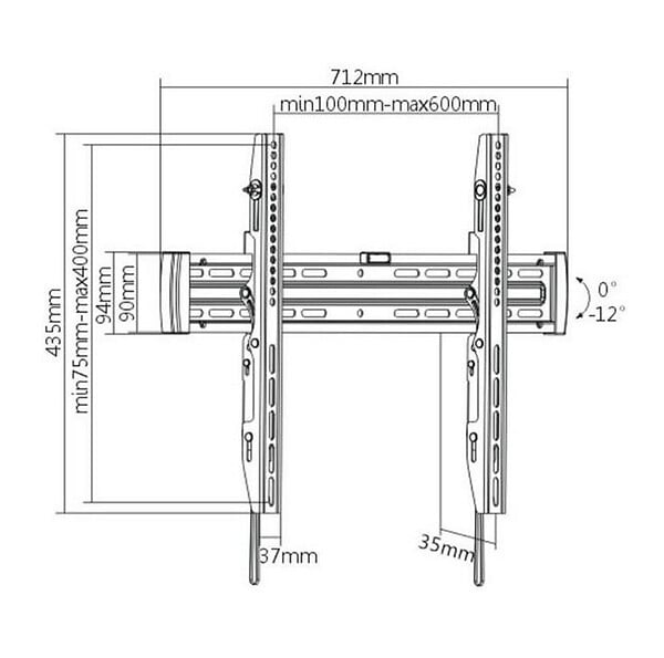 MBG - support mural inclinable pour ecran de 40'' à  70'' - t4070 - large
