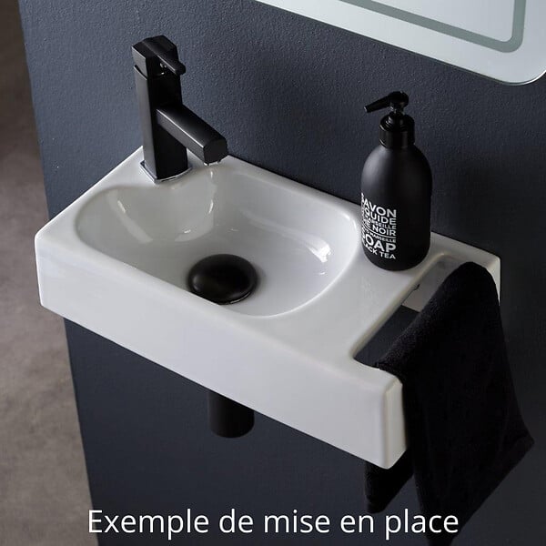 PLANETE BAIN - Bonde de vidage pour lavabo et vasque sans trop plein - Clic clac - Dôme céramique noir satin - large