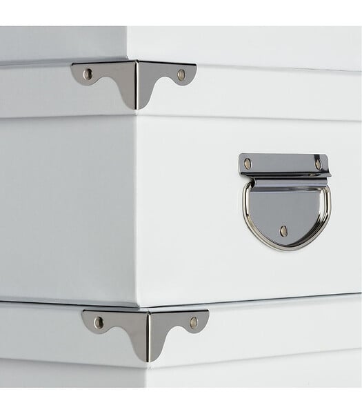 5 FIVE SIMPLY SMART - Lot de 6 Boites de rangement avec coins en métal  uni blanc - large
