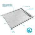 AURLANE - Receveur en acrylique Blanc Effet Pierre 80x100x4 cm - Grille Linéaire Chrome - MOON - vignette