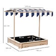 OUTSUNNY - Bac à sable carré en bois pour enfant dim. 106L x 106l cm avec bancs et couvercle - auvent réglable - vignette