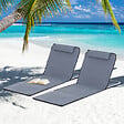 OUTSUNNY - Lot de 2 tapis de plage rembourré - matelas de plage - nattes de plage - dossier inclinable multi-positions - sac transport inclus - métal polyester PE gris - vignette