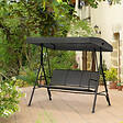 OUTSUNNY - Balancelle de jardin 3 places grand confort toit inclinaison réglable assise et dossier ergonomique acier époxy textilène noir - vignette