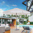 OUTSUNNY - Parasol droit rond grande taille de jardin Ø 3,25 x 2,5H m bois de bambou polyester crème - vignette