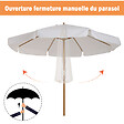 OUTSUNNY - Parasol droit rond grande taille de jardin Ø 3,25 x 2,5H m bois de bambou polyester crème - vignette