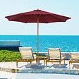 OUTSUNNY - Outsunny Parasol droit en bois polyester haute densité protection solaire Ø 3 x 2,5 m rouge - vignette