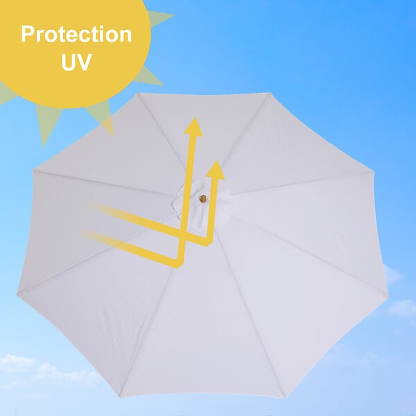 HOMCOM - Parasol droit en bois polyester haute densité protection solaire Ø 3 x 2,5 m crème - large