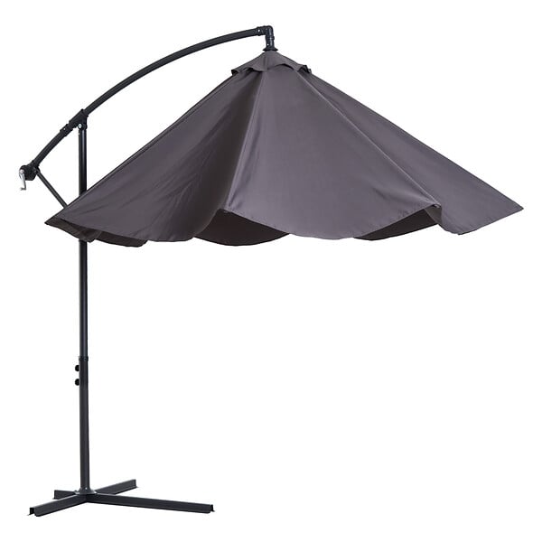 OUTSUNNY - Parasol déporté octogonal inclinable manivelle pied acier Ø 3 x 2,5H m gris - large