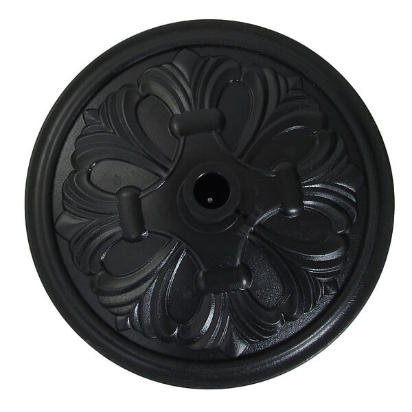 OUTSUNNY - Pied de parasol rond base de lestage Ø 48 x 34H cm ciment HDPE motif fleurs de lys poids net 13 Kg noir - large