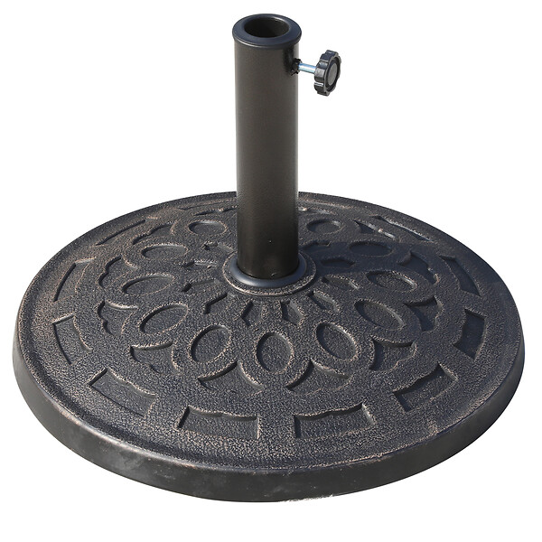 OUTSUNNY - Pied de parasol base de lestage parasol rond résine imitation fonte motif rosace Ø 49 cm poids net 12 Kg bronze - large