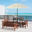 OUTSUNNY - Parasol inclinable rond avec manivelle métal fibre de verre Ø 2,55 m polyester haute densité beige - vignette