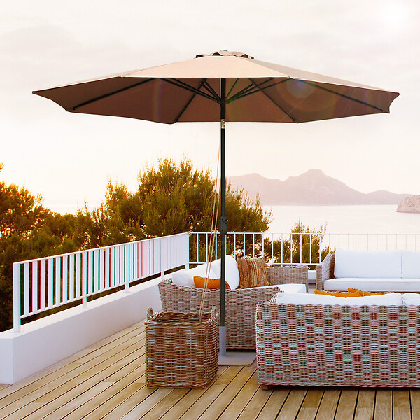 OUTSUNNY - Parasol en métal rond polyester 180g/m² manivelle inclinable Ø 2,95 x 2,5 m chocolat - large
