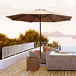 OUTSUNNY - Parasol en métal rond polyester 180g/m² manivelle inclinable Ø 2,95 x 2,5 m chocolat - vignette