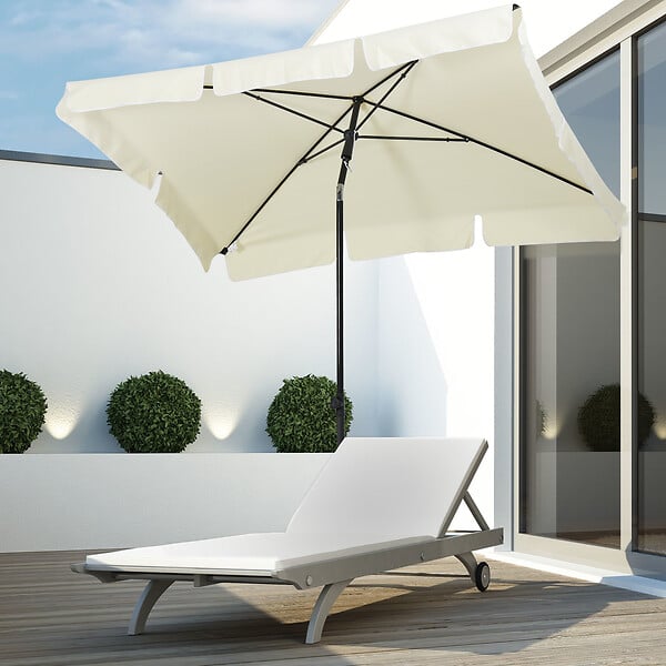 OUTSUNNY - Parasol rectangulaire inclinable alu acier polyester haute densité diamètre 2 m beige clair - large