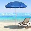 OUTSUNNY - Parasol inclinable octogonal Ø 190 cm tissu polyester haute densité anti-UV hauteur réglable mât alu sac de transport inclus bleu - vignette
