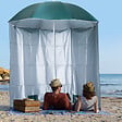 OUTSUNNY - Parasol de plage Ø 2,2 x 2,2H cm protection UPF 50 + sac transport, sardines et lestage intégrés vert foncé - vignette