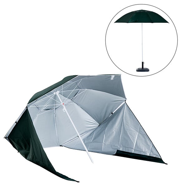OUTSUNNY - Parasol abri solaire ?2,1 x 2,22H cm protection UPF 50 +  sac transport fourni vert foncé - large