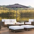 OUTSUNNY - Parasol en métal rond polyester 180g/m² manivelle inclinable Ø 2,95 x 2,5 m gris - vignette