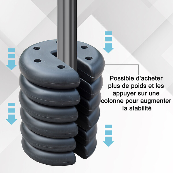 HOMCOM - Lot de 4 poids de lestage circulaire pour tonnelle barnum tente diamètre 20 cm épaisseur 4,5 cm polyéthylène noir - large