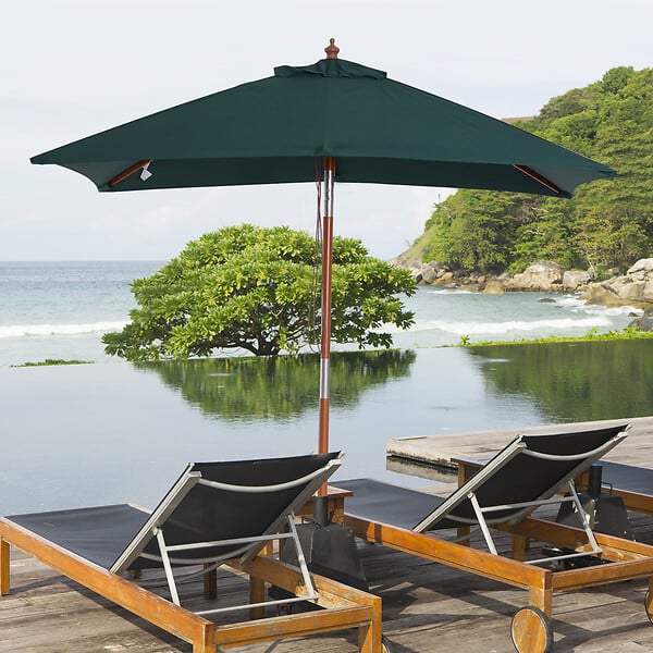 OUTSUNNY - Parasol rectangulaire inclinable bois polyester haute densité 2L x 1,5l x 2,3H m vert foncé - large
