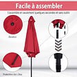 OUTSUNNY - Parasol inclinable de jardin balcon terrasse manivelle toile polyester imperméabilisée haute densité 180 g/m² Ø2,6 x 2,35H m alu rouge vineux - vignette
