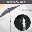 OUTSUNNY - Parasol inclinable de jardin balcon terrasse manivelle toile polyester imperméabilisée haute densité 180 g/m² Ø2,6 x 2,35H m alu gris - vignette