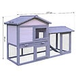 PAWHUT - Clapier cage à lapins rongeurs 2 niveaux 3 portes verrouillables tiroir à déjection toit intégral bitumé 147L x 54l x 84H cm bois massif pin gris blanc - vignette