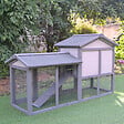PAWHUT - Clapier cage à lapins rongeurs 2 niveaux 3 portes verrouillables tiroir à déjection toit intégral bitumé 147L x 54l x 84H cm bois massif pin gris blanc - vignette