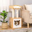 PAWHUT - Arbre à chat 2 griffoirs niche entrée tête de chat plateforme d'observation jouet suspendu coussins amovibles peluche grande douceur aspect bois clair - vignette