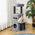 PAWHUT - Arbre à chat centre d'activités griffoirs jeu boule suspendue et à ressort 2 niches housses amovibles plateformes gris - vignette