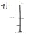 PAWHUT - Arbre à chat poteau à griffer hauteur réglable dim. 43L x 27I x 228-260H cm 4 niveaux d'activités gris clair - vignette