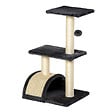 PAWHUT - Arbre à chat griffoir grattoir design jeu boule suspendue 2 plateformes peluche sisal naturel gris - vignette
