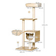 PAWHUT - Arbre à chat multi-équipement griffoirs grattoirs niche hamac panier coussins amovibles H126 cm peluche courte sisal naturel beige - vignette