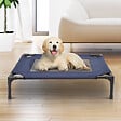 PAWHUT - Lit pour chien chat lit de camp grand confort sur pieds tissu oxford textilène micro-perforé 76L x 61l x 18H cm bleu marine noir - vignette