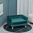PAWHUT - Canapé chien lit pour chien design scandinave coussin moelleux pieds bois massif dim. 64 x 45 x 36 cm velours bleu canard - vignette