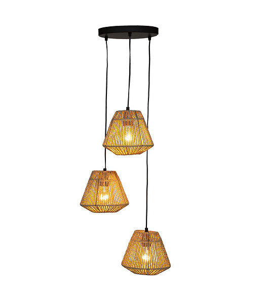 ATMOSPHERA - Luminaire  Suspension en Corde 3 Têtes D. 25 x H. 95 cm - large