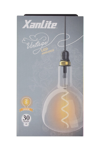 XANLITE - Ampoule LED déco grand format, culot E27, forme fiole géante, puissance 4W, équivalent 30W, flux 323 lm, lumière blanc très chaud 1800 K, usage intérieur décoratif - large