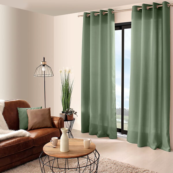 C MA DECO - Rideau 100% Polyester - Œillets - Argile - 140x240cm - large