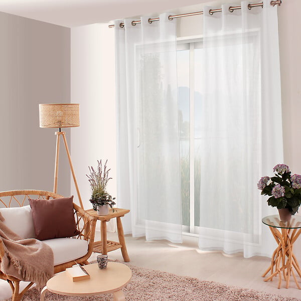 C MA DECO - Voilage tissage texturé Elena - 8 œillets - Blanc - 140x240cm - large