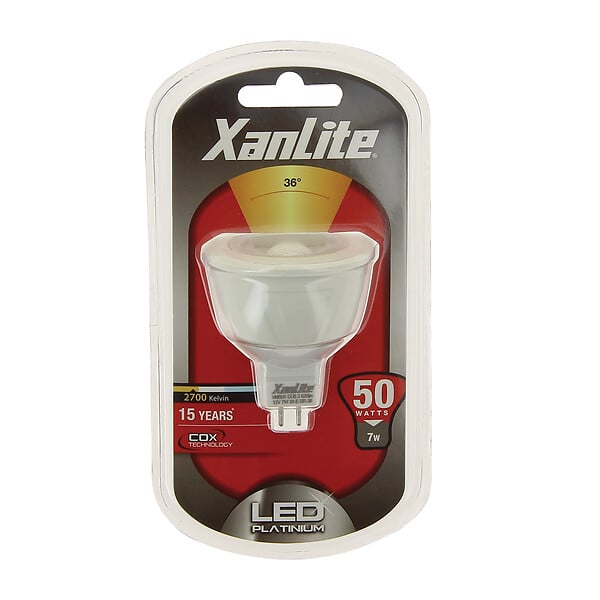 XANLITE - Ampoule SMD LED spot, culot GU53, puissance 7W, équivalent 50W, flux 620 lm, lumière blanc chaud, éclairage focalisé, usage intérieur - large