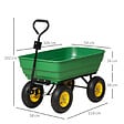 OUTSUNNY - Chariot de jardin à main benne basculante 75° 125L charge max. 200 Kg 4 roues pneumatiques acier PP jaune vert - vignette