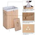 HOMCOM - Panier à linge corbeille à linge bac à linge bambou pliable couvercle sac amovible 3 poignées PU 40L x 30l x 60H cm beige - vignette