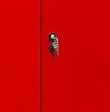 P.HENRY - Pierre Henry - Armoire métallique 180 cm noire avec portes rouges - vignette