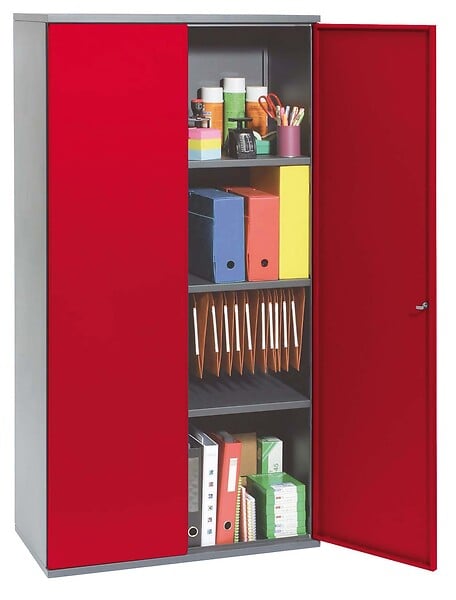 P.HENRY - Pierre Henry - Armoire métallique 180 cm noire avec portes rouges - large