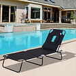 OUTSUNNY - Bain de soleil pliable transat inclinable 4 positions chaise longue de lecture 3 coussins fournis noir - vignette