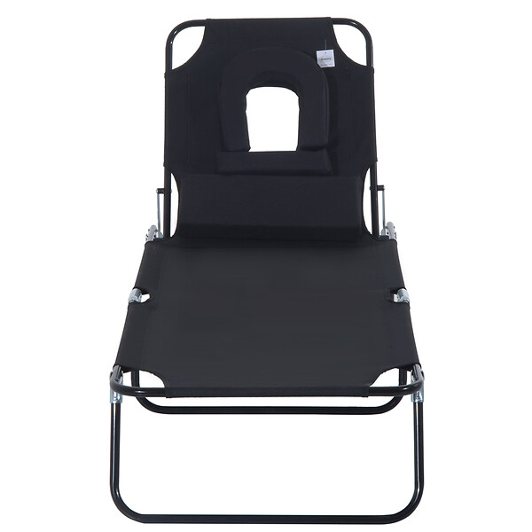 OUTSUNNY - Bain de soleil pliable transat inclinable 4 positions chaise longue de lecture 3 coussins fournis noir - large