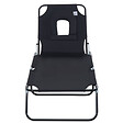 OUTSUNNY - Bain de soleil pliable transat inclinable 4 positions chaise longue de lecture 3 coussins fournis noir - vignette